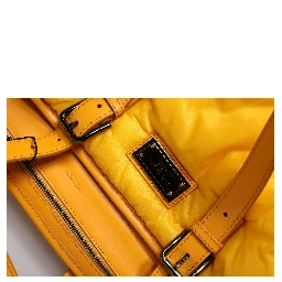 Yellow Orange Nylon Logo Plaque Hand Shoulder Tote Bag