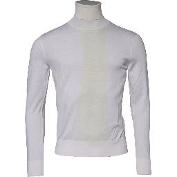 White Wool Turtleneck Men Sweatshirt Sweater