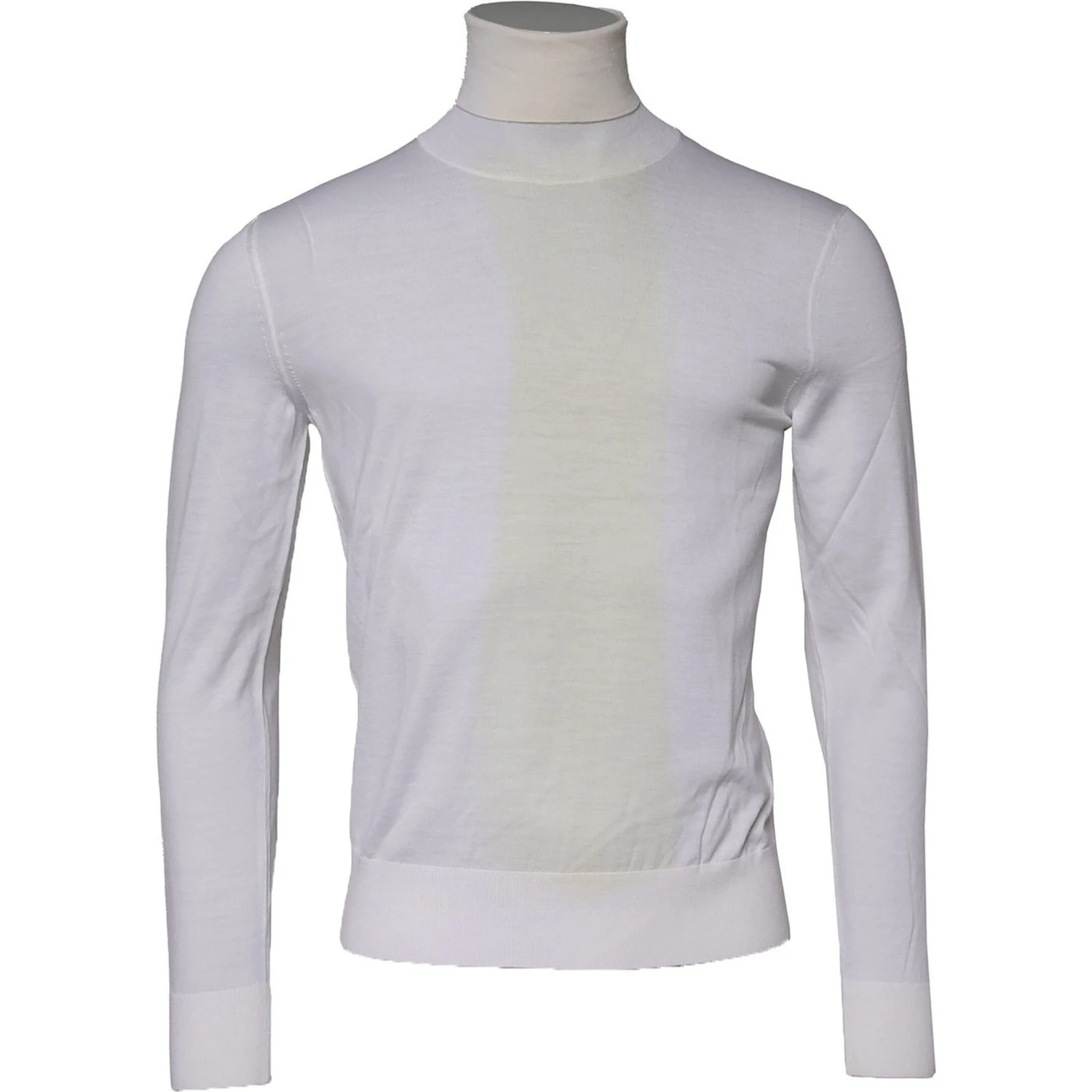 White Wool Turtleneck Men Sweatshirt Sweater