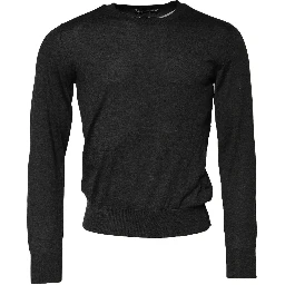 Gray Cashmere Crew Neck Sweatshirt Sweater
