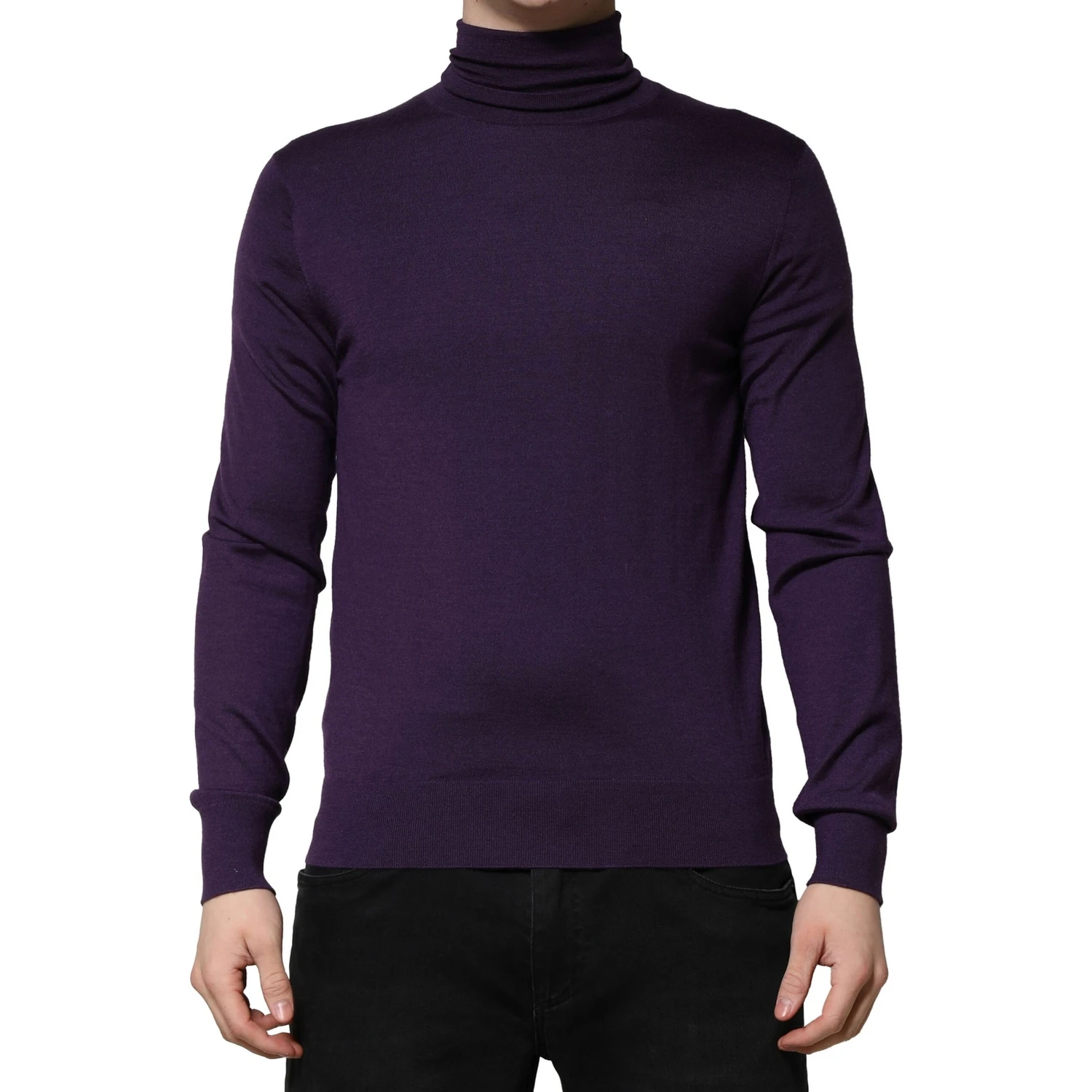Purple Cashmere Turtleneck Pullover Sweater