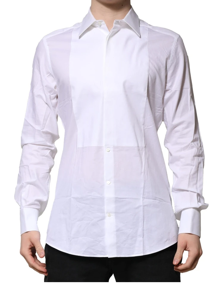 White Bib Cotton Poplin GOLD Men Formal Shirt