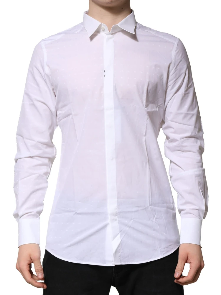 White Cotton GOLD Long Sleeves Formal Shirt