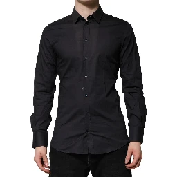 Blue Cotton GOLD Long Sleeves Formal Shirt