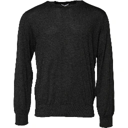 Gray Long Sleeve Crew Neck Pullover Sweater