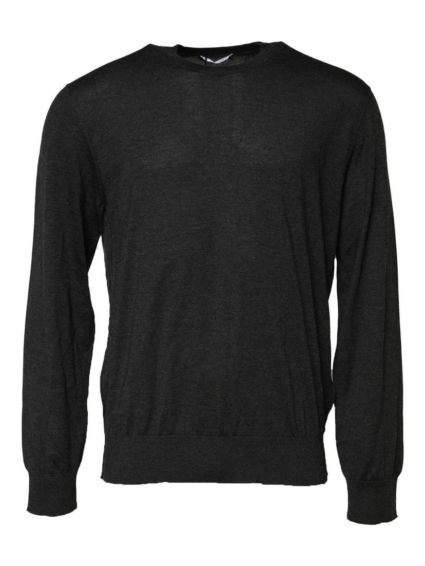 Gray Long Sleeve Crew Neck Pullover Sweater