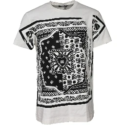 White Bandana Cotton Men Crew Neck T-shirt