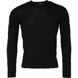 Black Long Sleeve Crew Neck Pullover Sweater