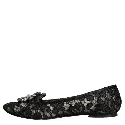 Black Lace Crystal Ballet Flats Loafer Shoes