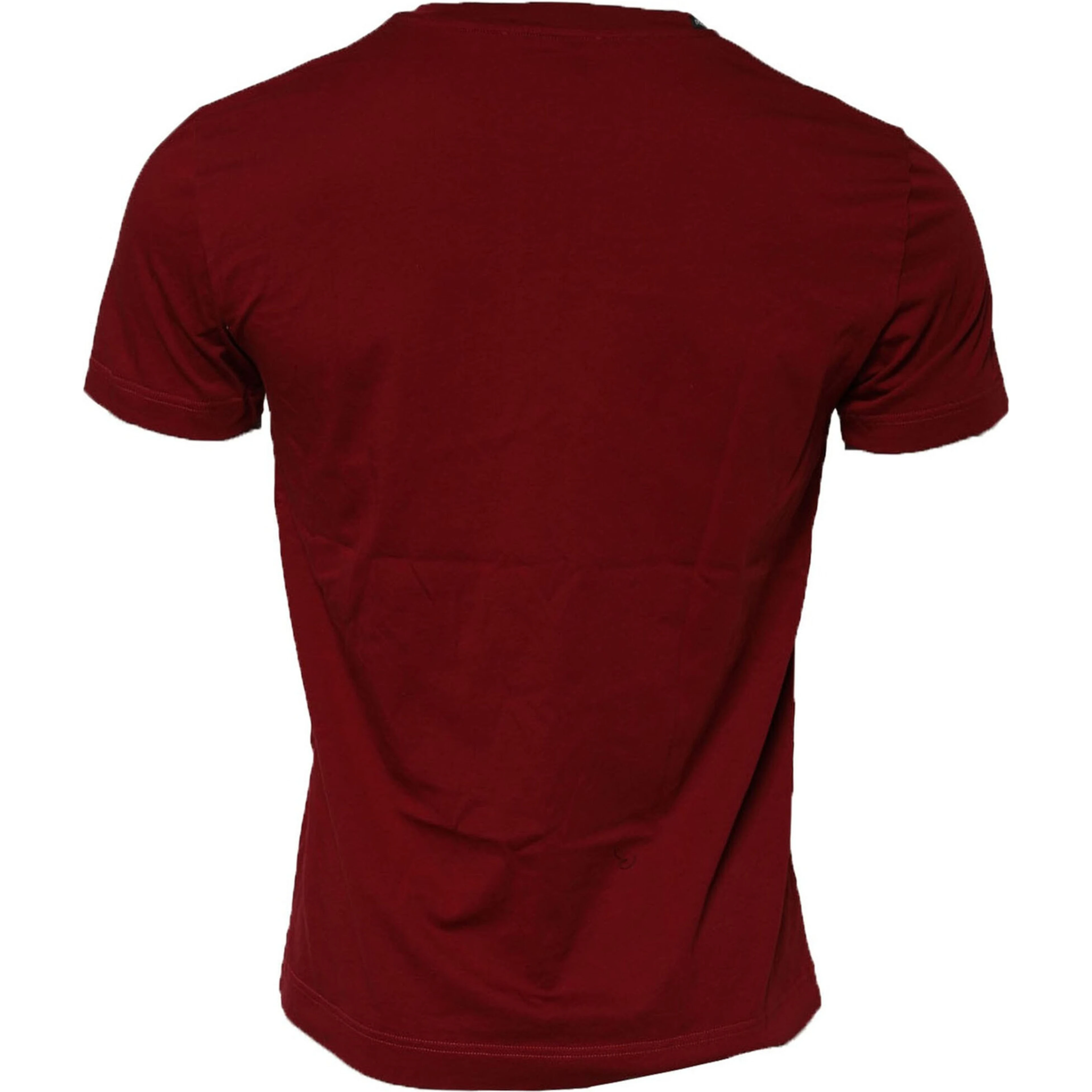 Dark Red Men Crew Neck Short Sleeve T-shirt
