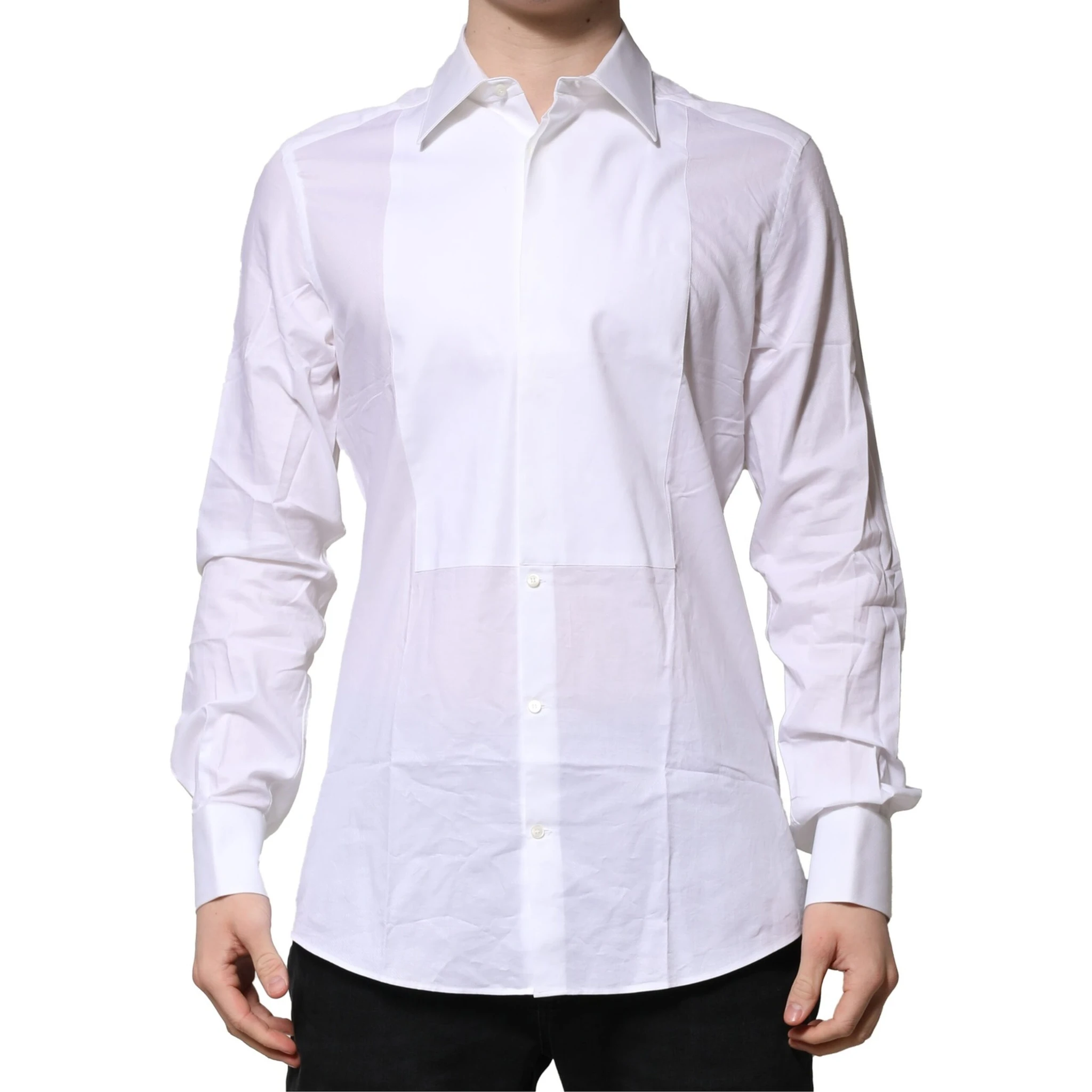 White Bib Cotton Poplin GOLD Men Formal Shirt