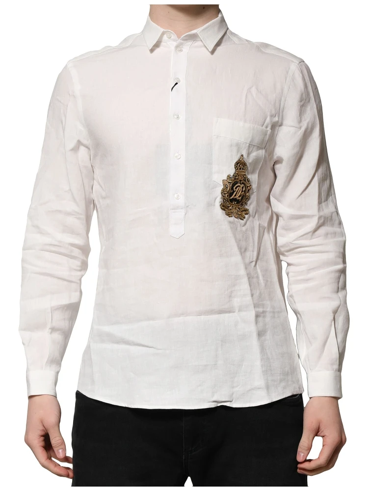 White DG Crown Embellish Dress Formal Shirt alternative