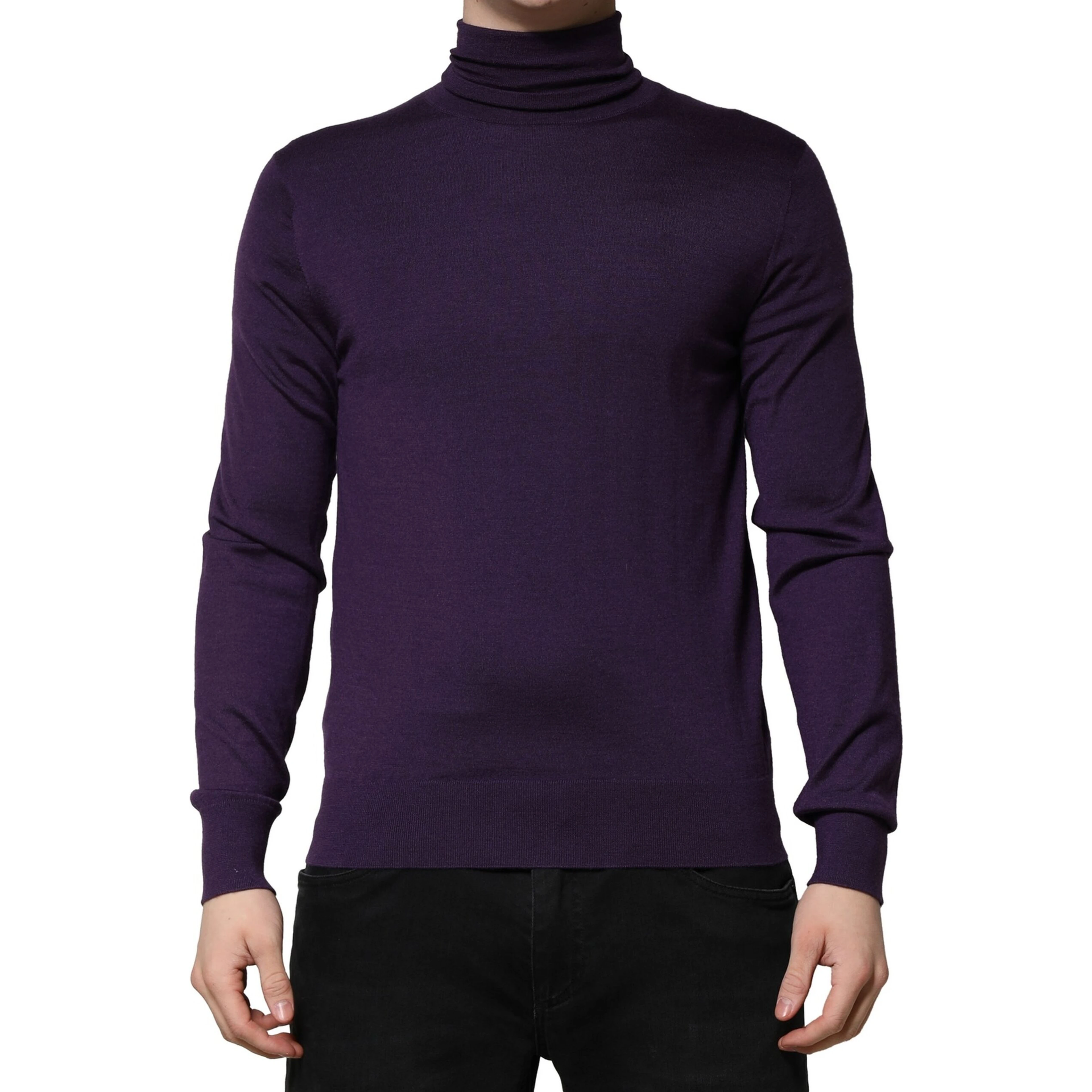 Purple Cashmere Turtleneck Pullover Sweater