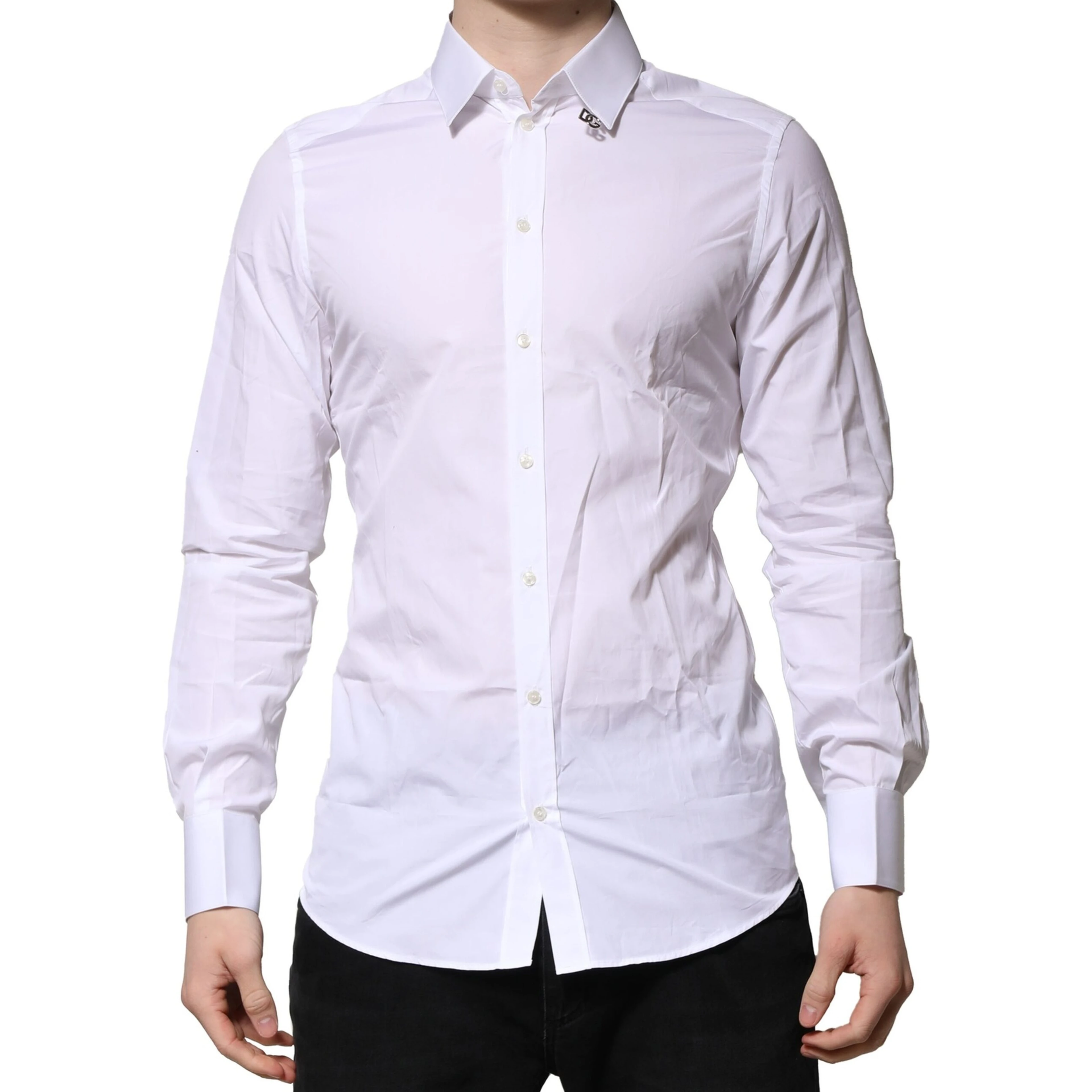 White Cotton GOLD Long Sleeves Formal Shirt