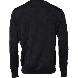 Black Silk Crew Neck Sweatshirt Sweater