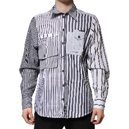 White Gray Striped Cotton Men Casual Shirt