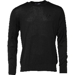 Black Cotton DG Logo Men Sweatshirt Sweater