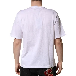 White Embellished Cotton Crew Neck T-shirt