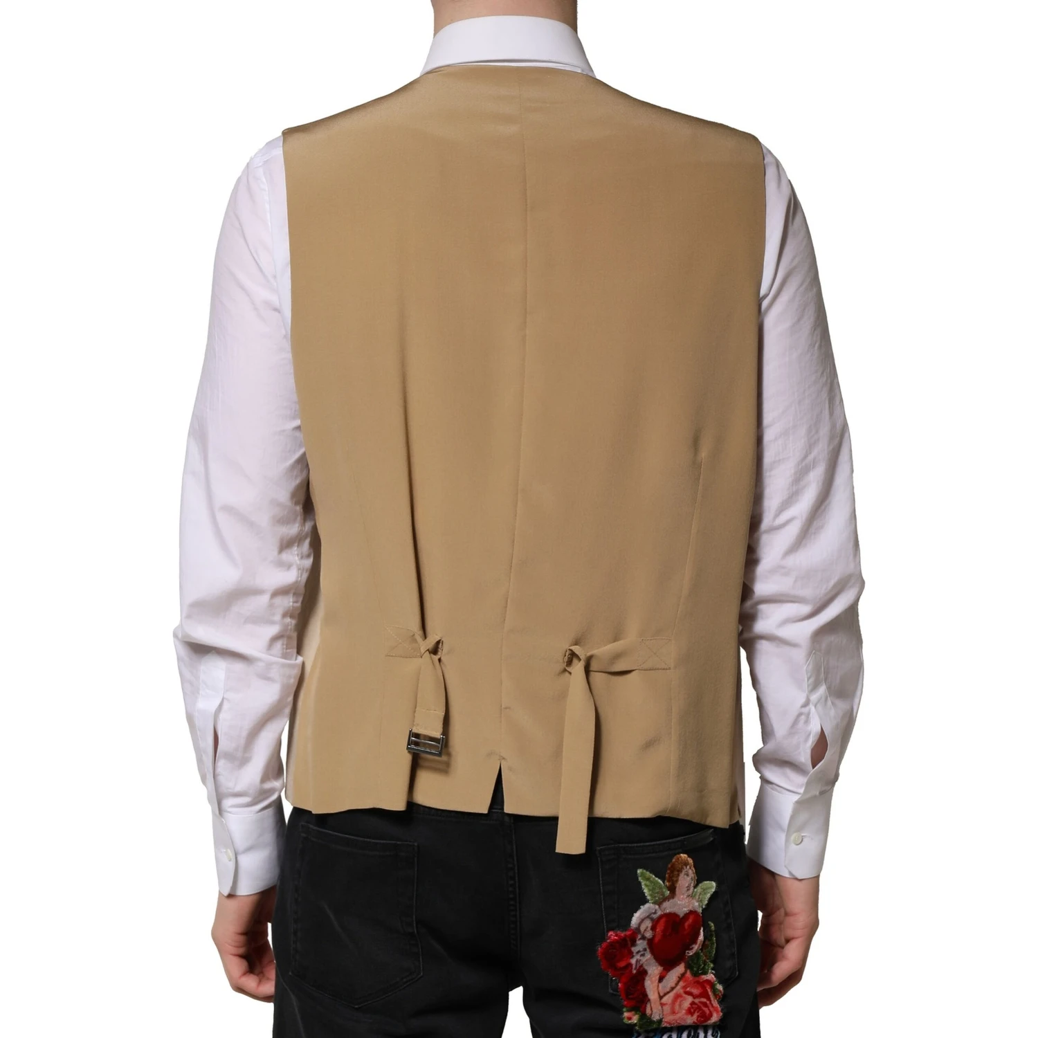 Beige Linen Dress Formal Men Waistcoat Vest