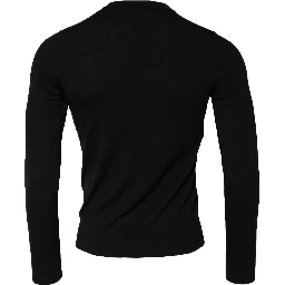 Black Long Sleeve Crew Neck Pullover Sweater