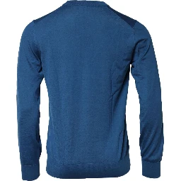 Blue Cashmere Crew Neck Sweatshirt Sweater