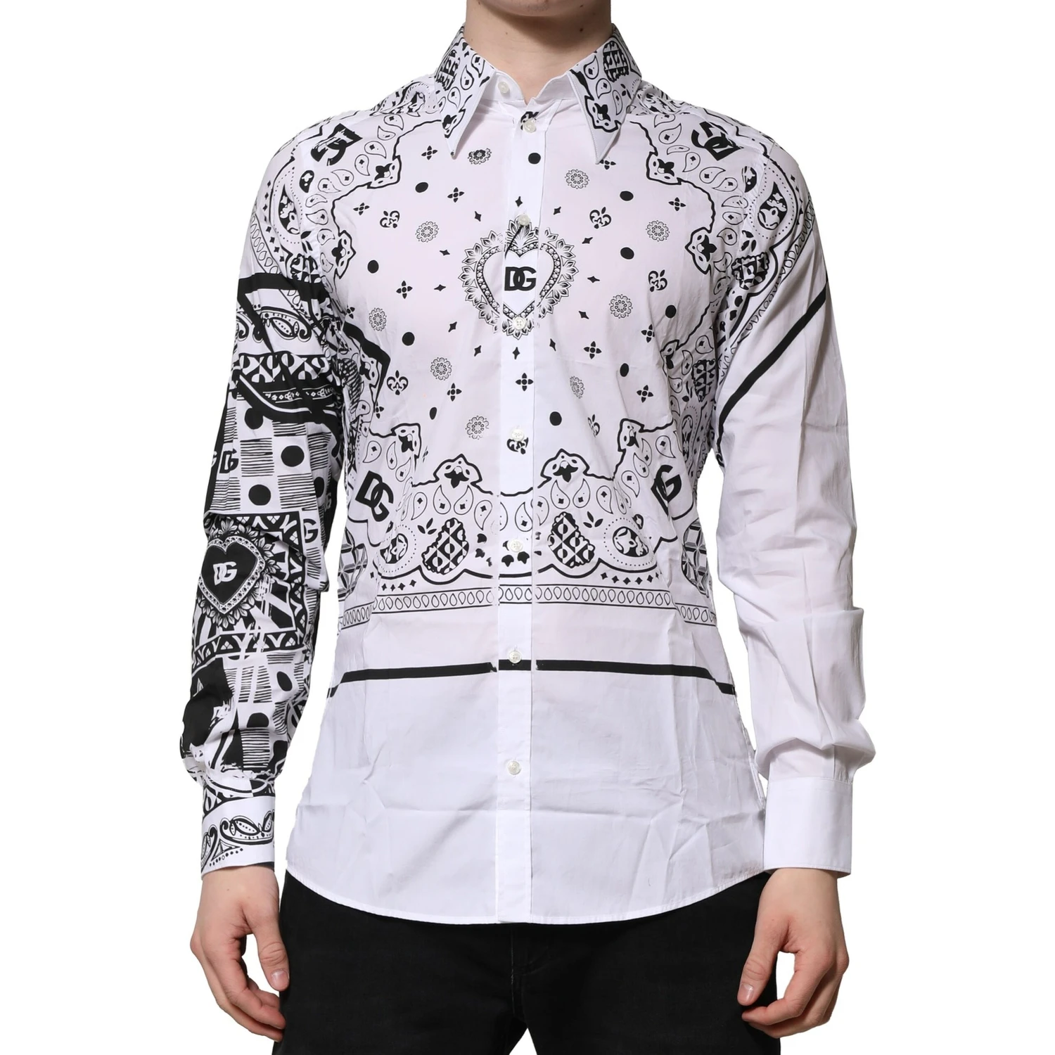 White MARTINI Bandana Print Formal Shirt