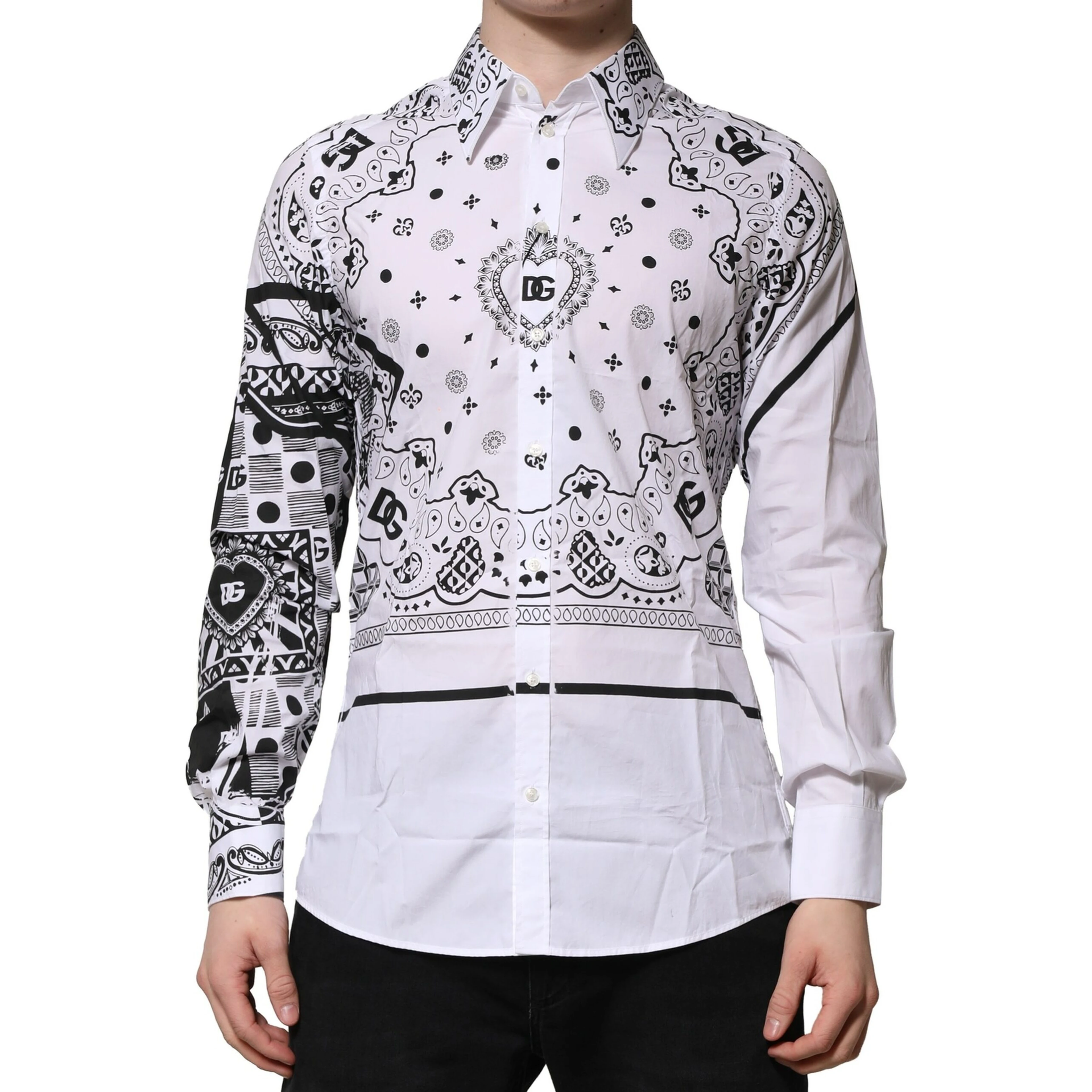 White MARTINI Bandana Print Formal Shirt