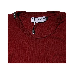 Dark Red Men Crew Neck Short Sleeve T-shirt
