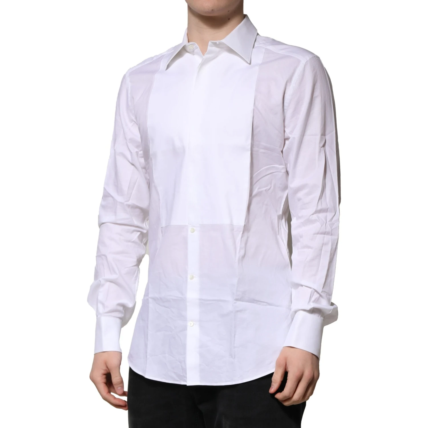 White Bib Cotton Poplin GOLD Men Formal Shirt