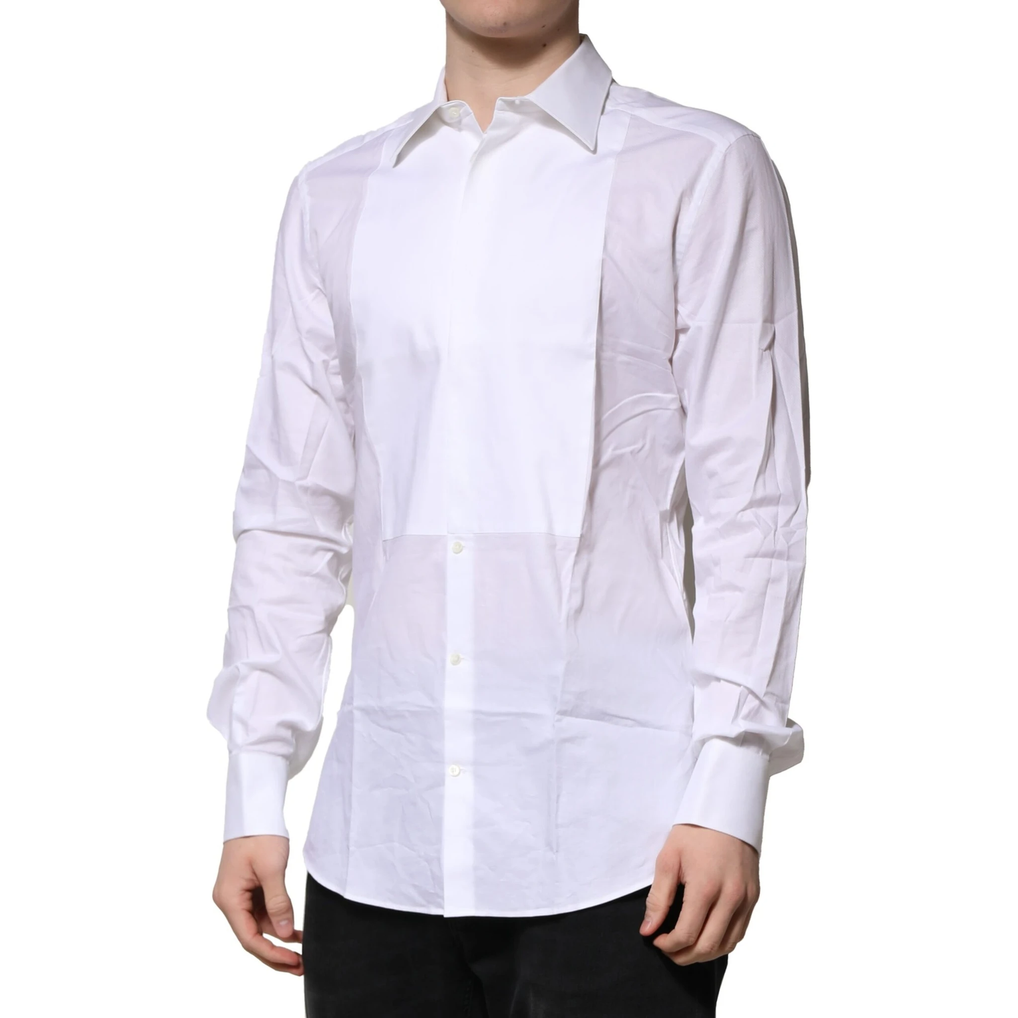 White Bib Cotton Poplin GOLD Men Formal Shirt