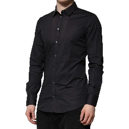Blue Cotton GOLD Long Sleeves Formal Shirt