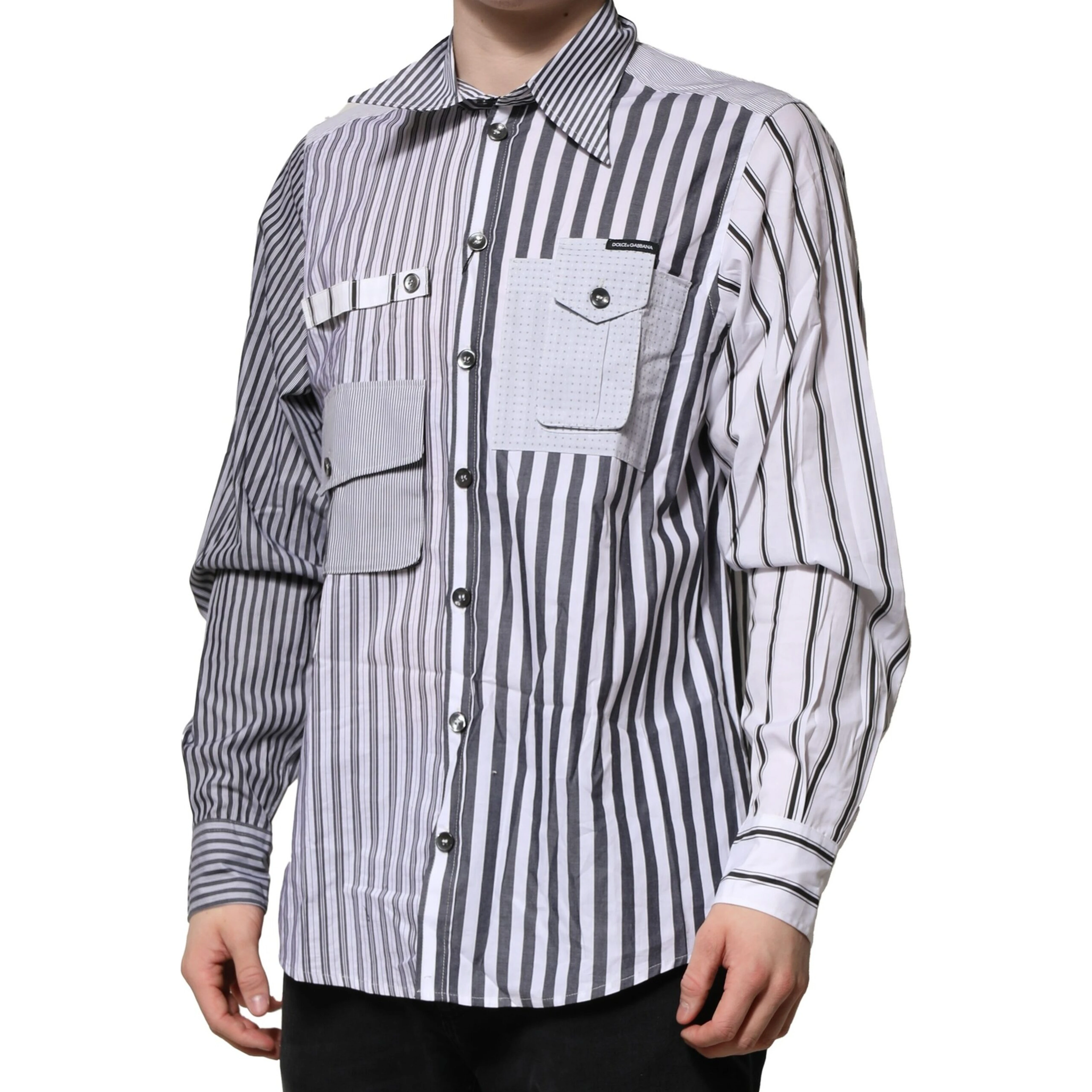 White Gray Striped Cotton Men Casual Shirt