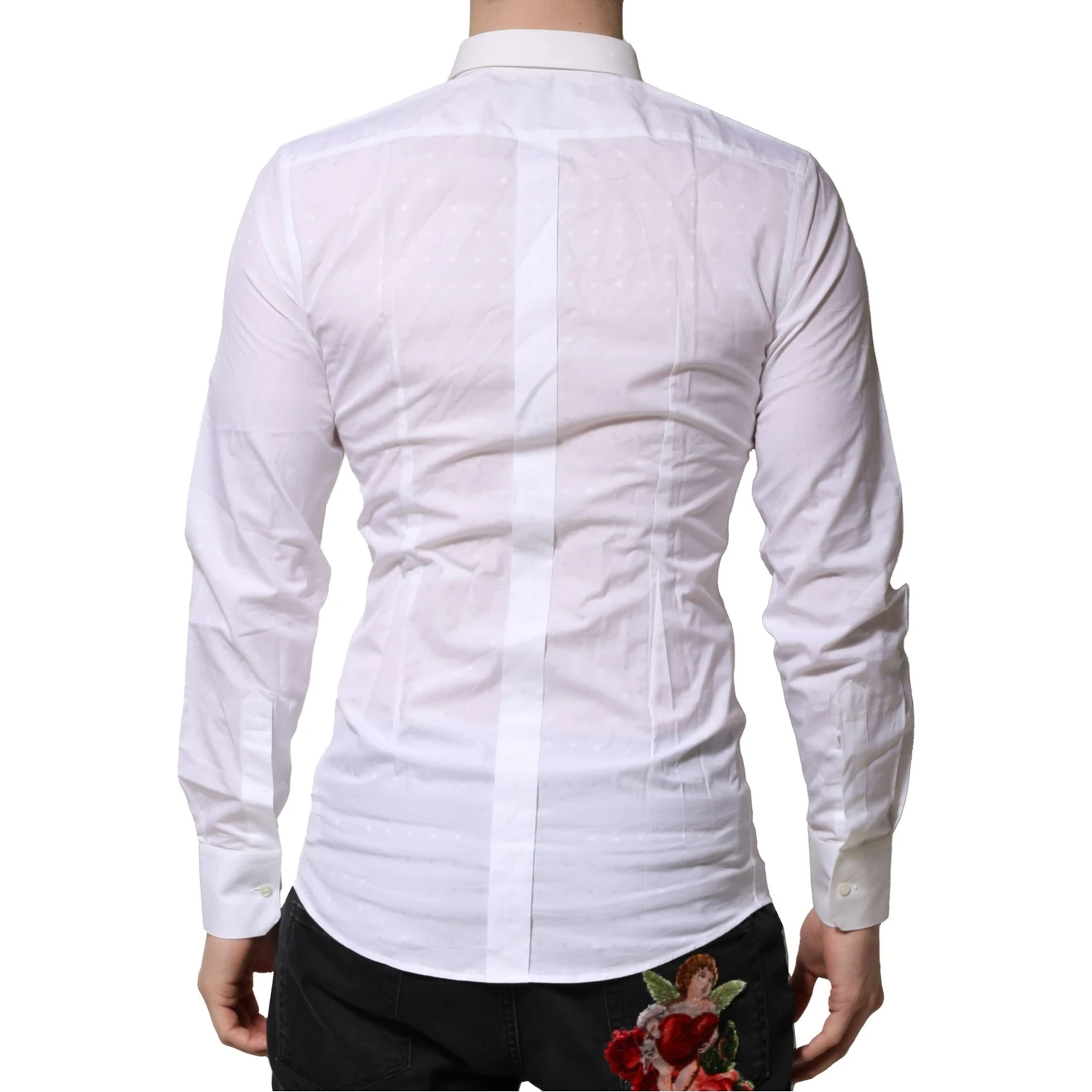 White GOLD Long Sleeves Dress Men Formal Shirt