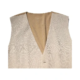 Beige Linen Dress Formal Men Waistcoat Vest