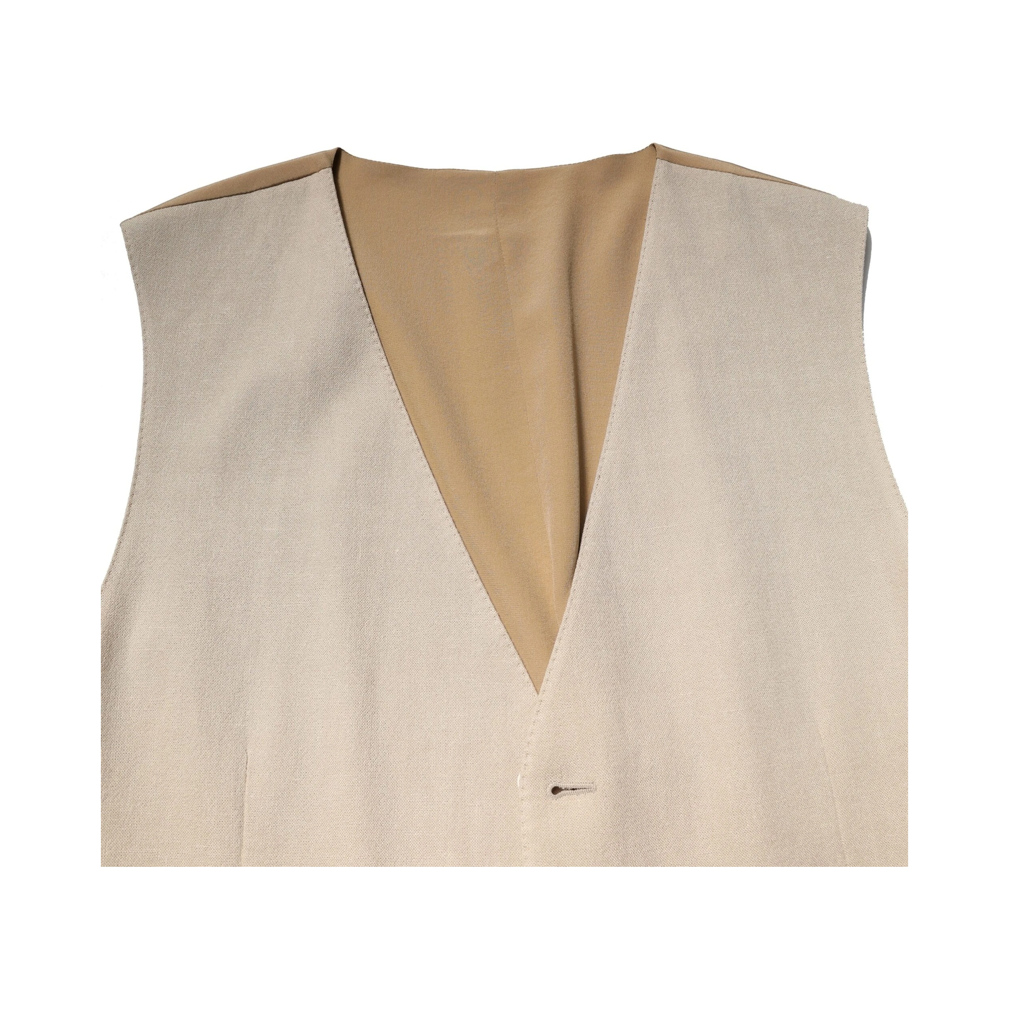 Beige Linen Dress Formal Men Waistcoat Vest