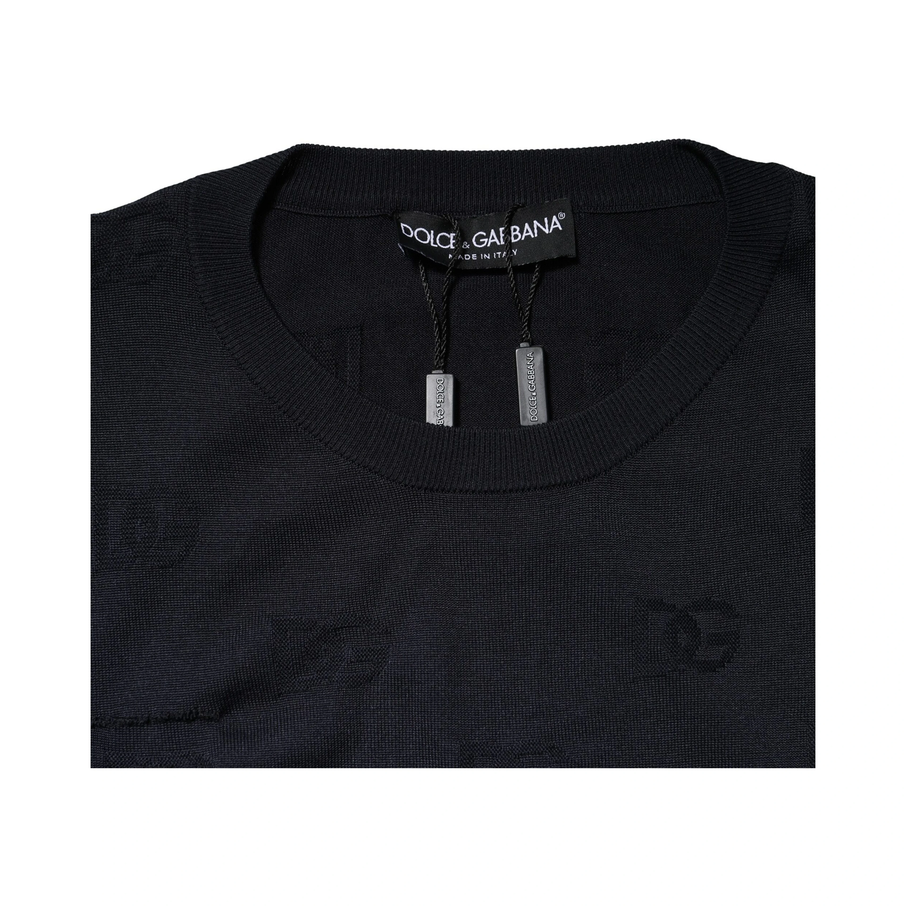 Black Silk Crew Neck Sweatshirt Sweater