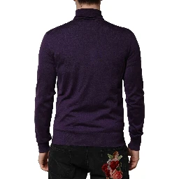 Purple Cashmere Turtleneck Pullover Sweater