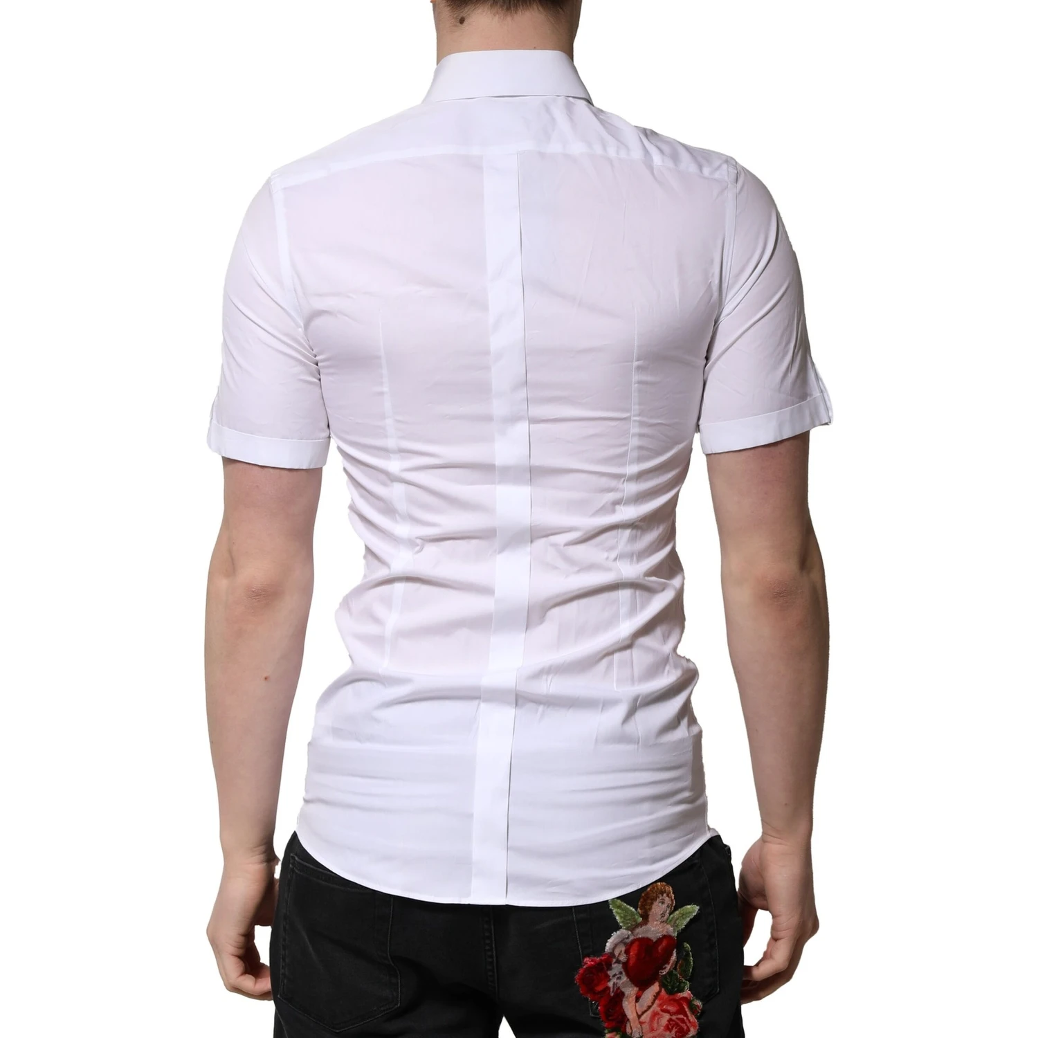 White Cotton Short Sleeves GOLD Casual Shirt
