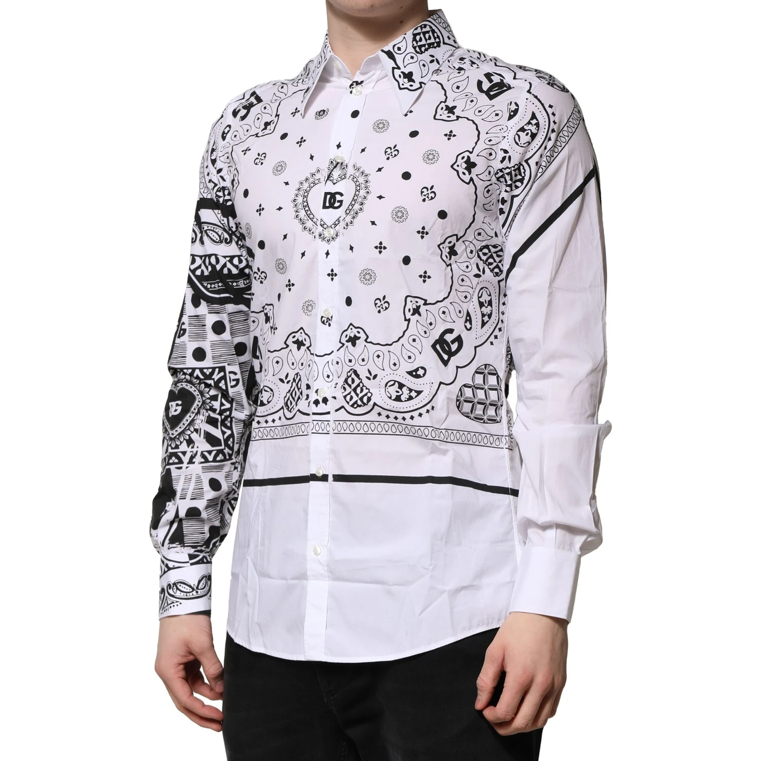 White MARTINI Bandana Print Formal Shirt