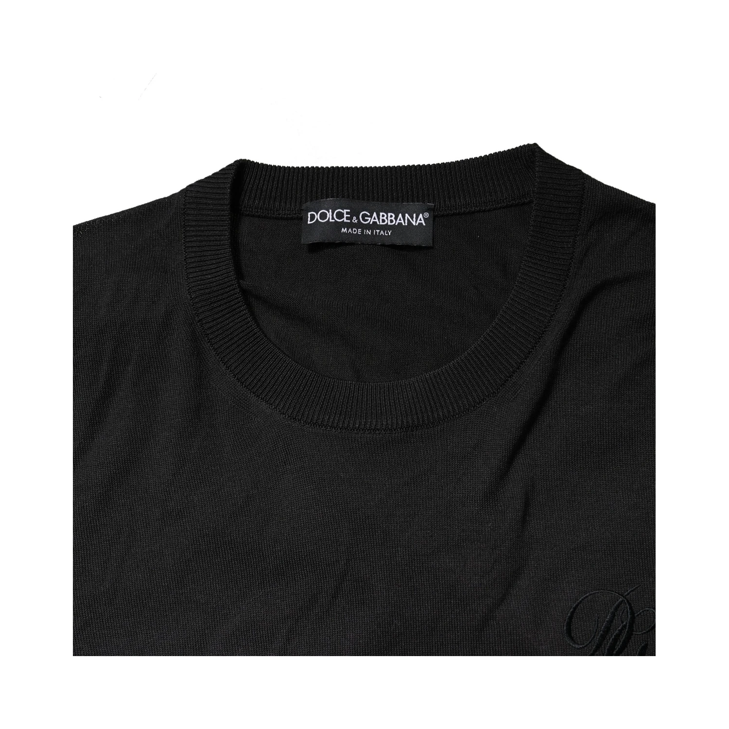 Black Cotton DG Logo Men Sweatshirt Sweater