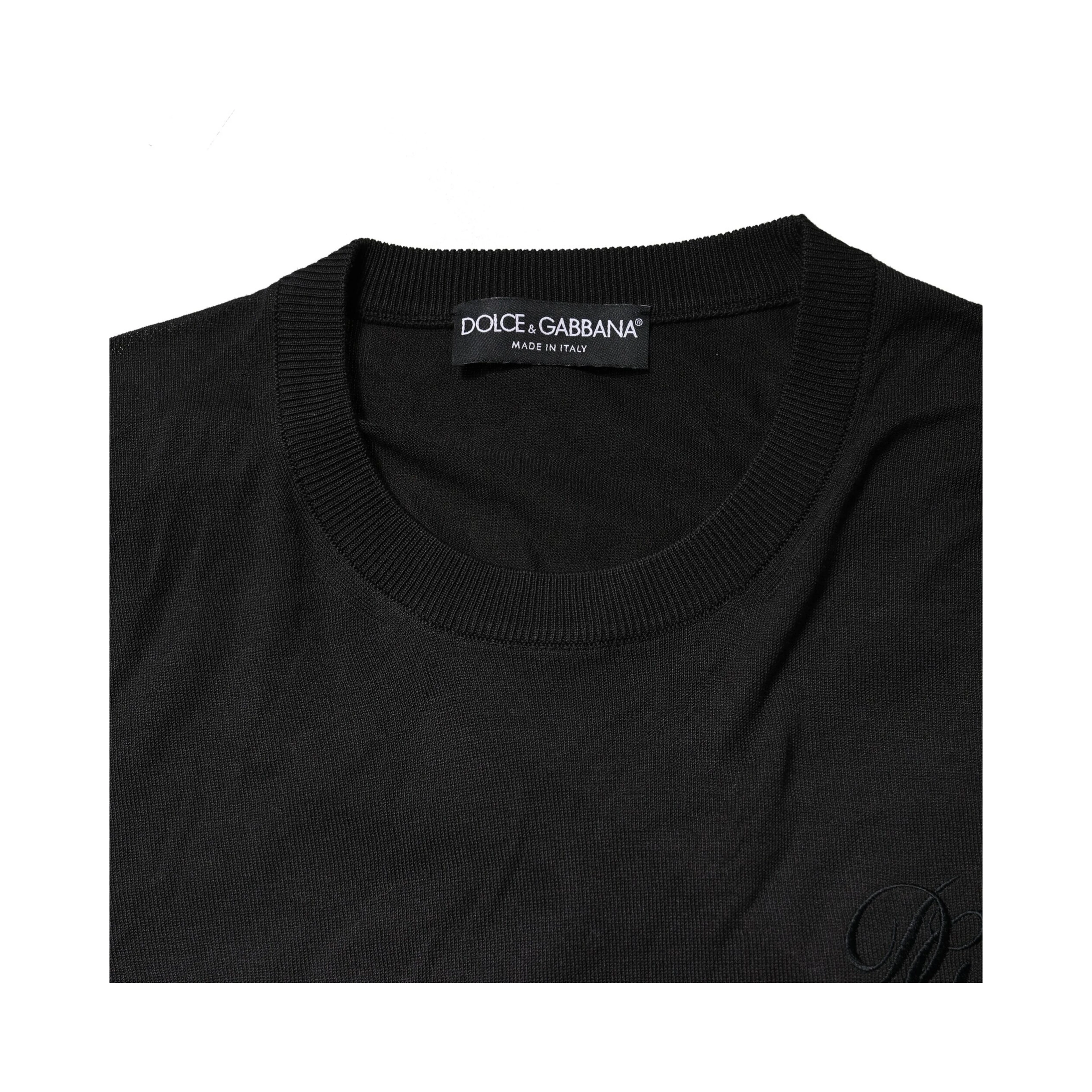 Black Cotton DG Logo Men Sweatshirt Sweater
