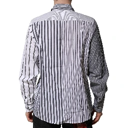 White Gray Striped Cotton Men Casual Shirt