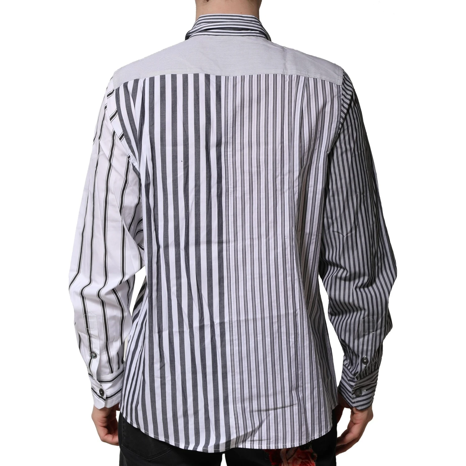 White Gray Striped Cotton Men Casual Shirt