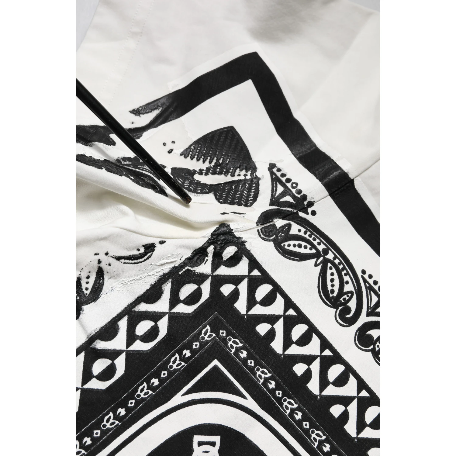 White Bandana Cotton Men Crew Neck T-shirt