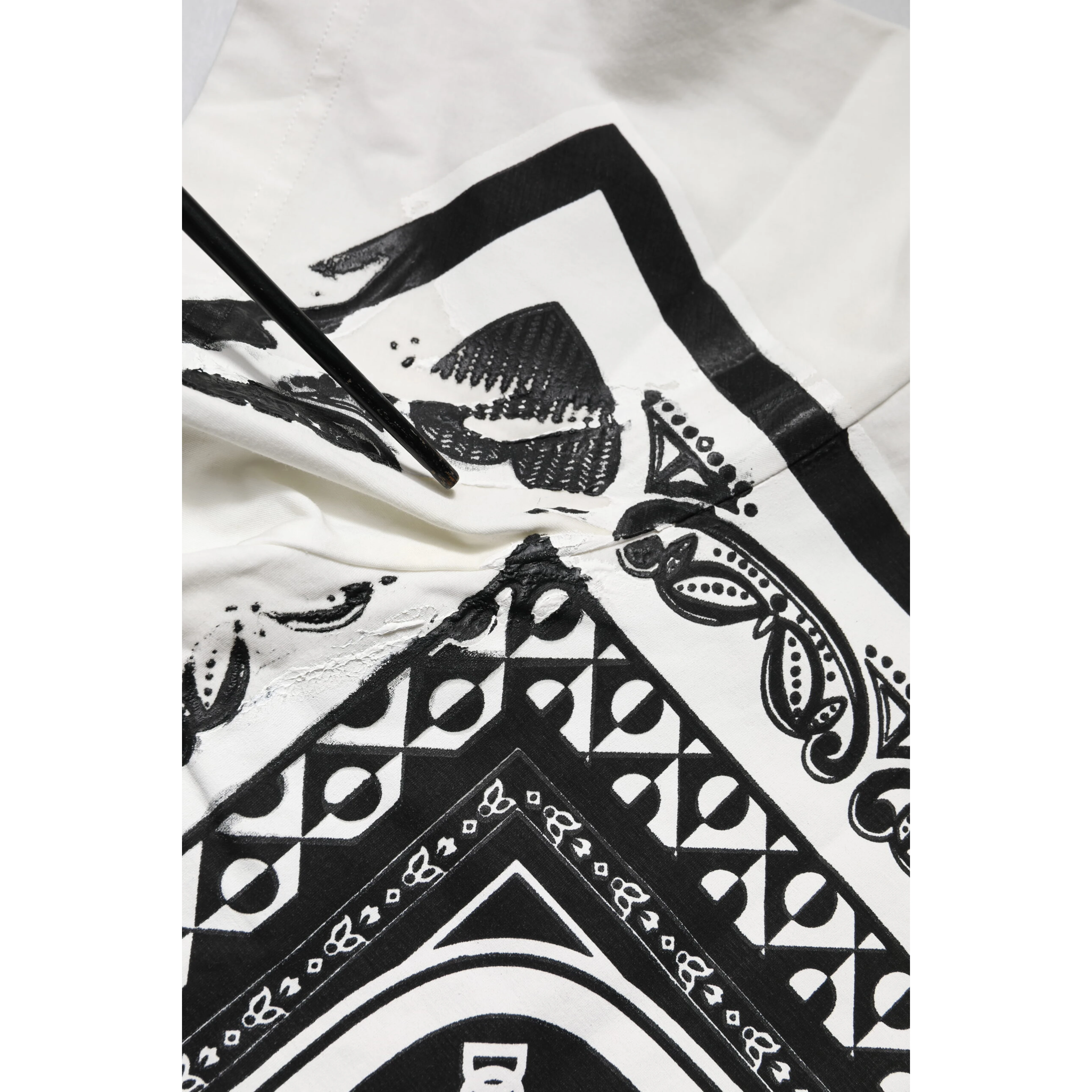 White Bandana Cotton Men Crew Neck T-shirt