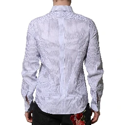 White Blue Striped Cotton Dress Formal Shirt