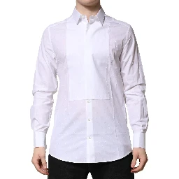 White Bib Cotton Poplin GOLD Formal Shirt