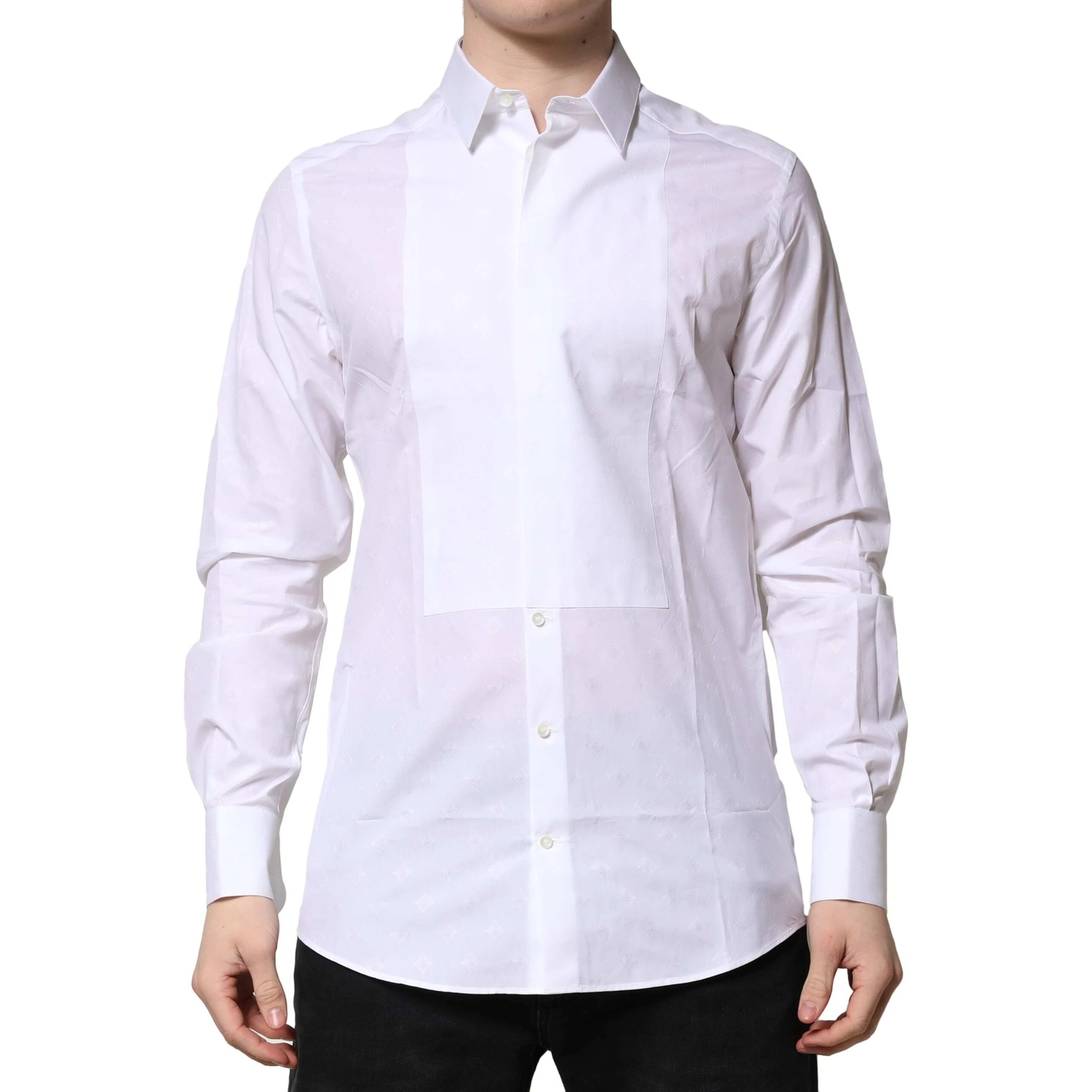 White Bib Cotton Poplin GOLD Formal Shirt