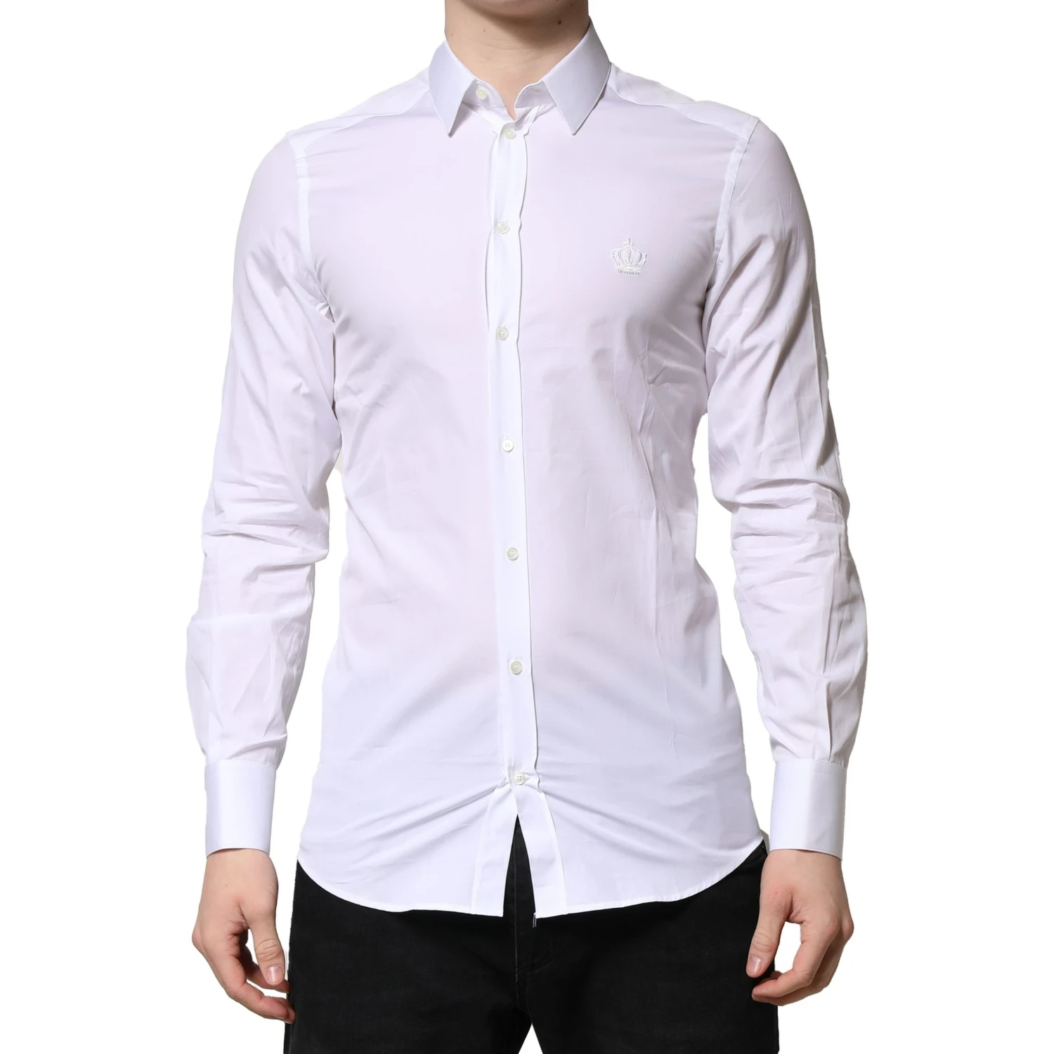White GOLD Long Sleeves Men Dress Formal Shirt