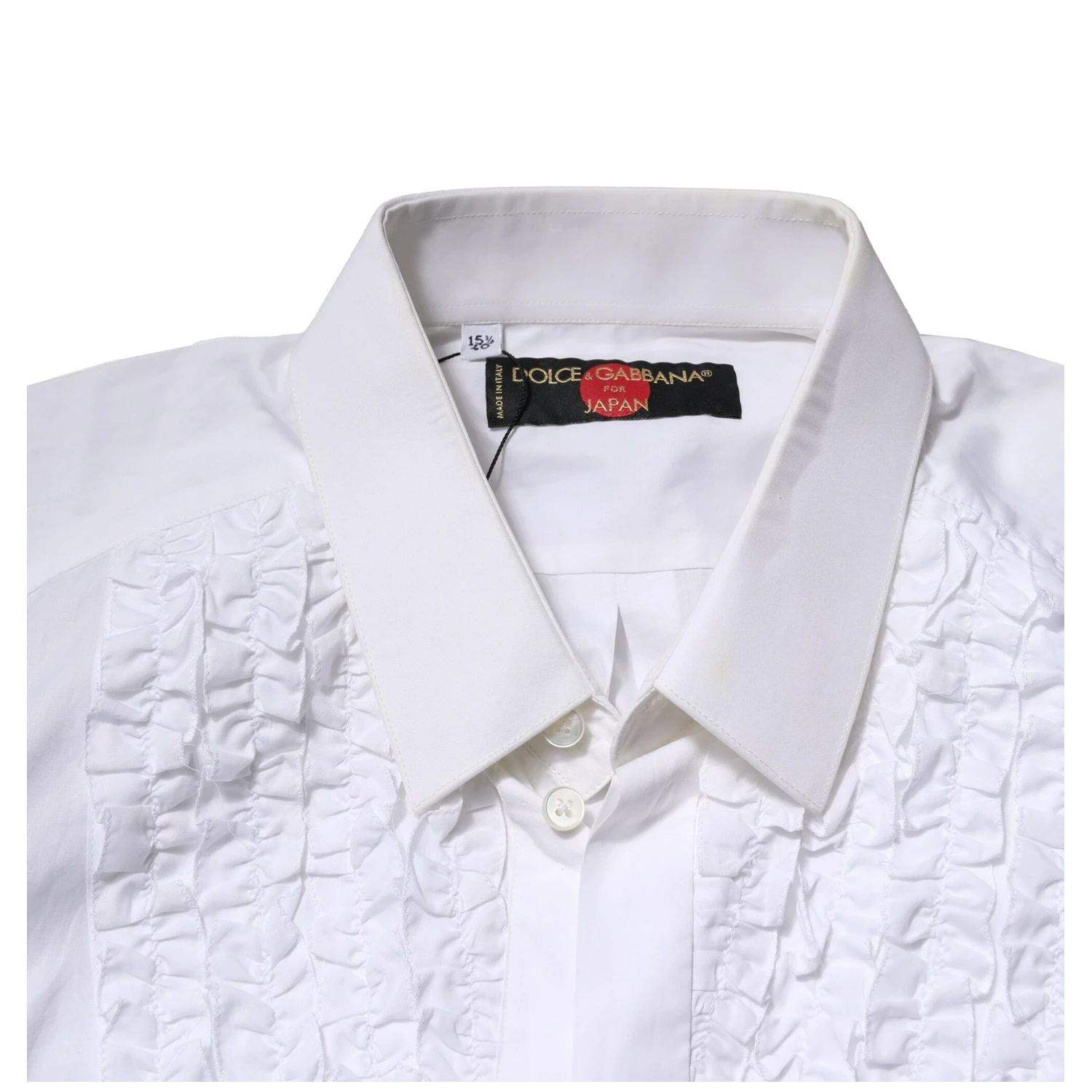 White Cotton Ruffled Detailing Formal Shirt
